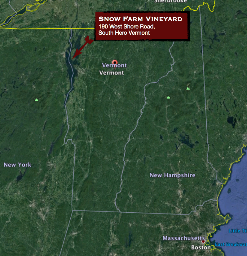 Where is Vermont - Snow Farm Vineyard Location